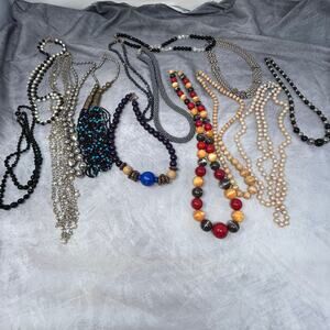 Huge Lot 14 Vintage Costume Necklaces Beads Boho Choker Hematite Faux Pearls